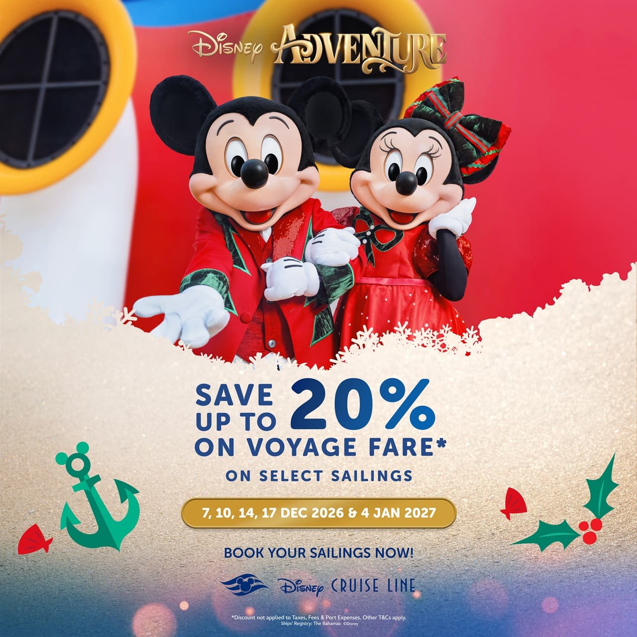 Disney Cruise Line: 3-ночный круиз Disney Adventure из Сингапура, главное фото